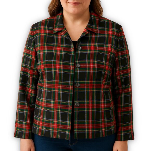 Pendleton Jacket Shacket Wool Plaid Red Green Tartan Size 20W Vintage - Picture 1 of 10